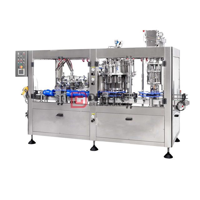 14-12-4 Imbottigliatrice automatica di birra Sistema di riempimento e tappatura e pulizia della bottiglia in vetro 3 in 1