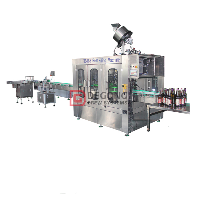 14-12-4 Imbottigliatrice automatica di birra Sistema di riempimento e tappatura e pulizia della bottiglia in vetro 3 in 1